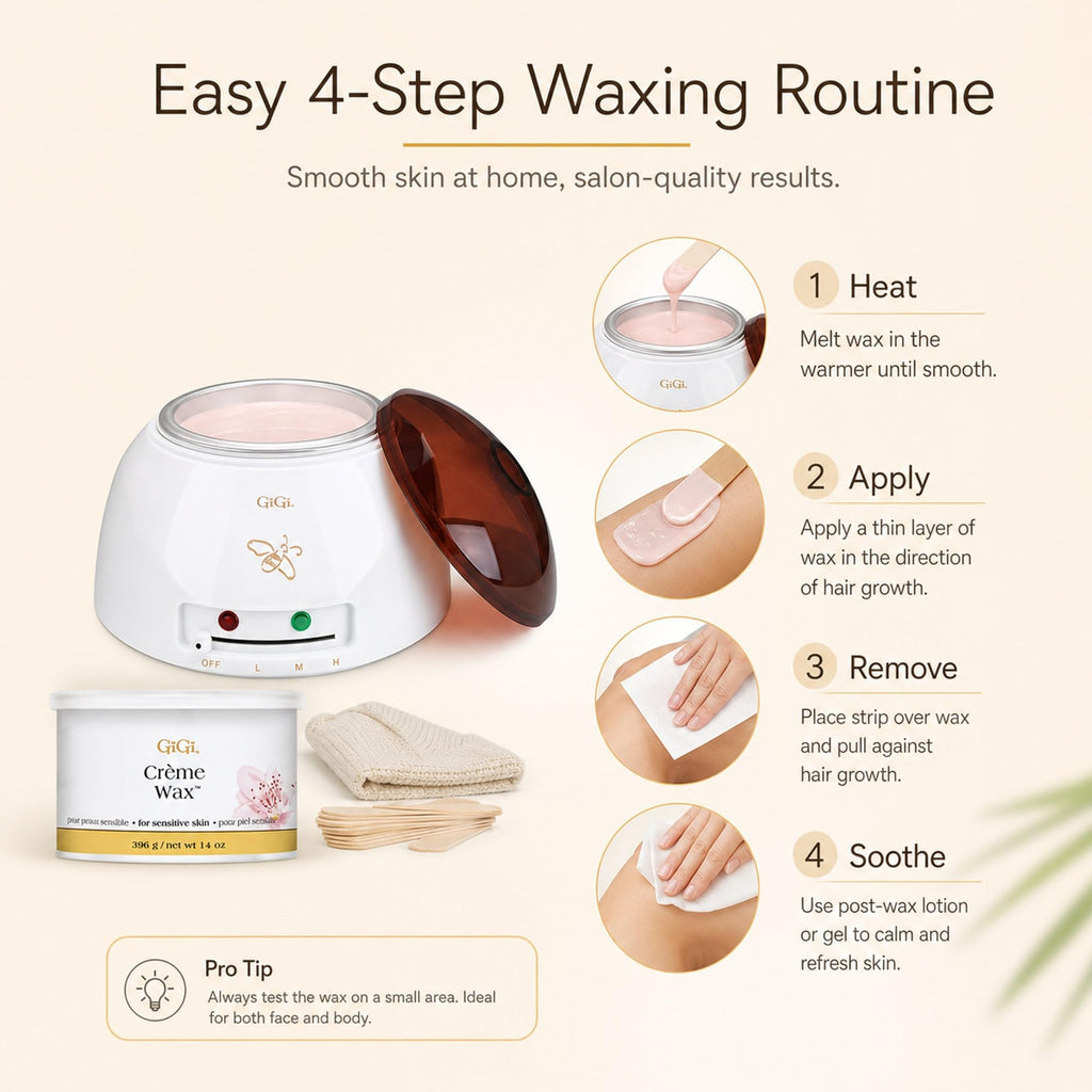 GiGi Creme Wax Hair Removal Waxing Kit, Wax Warmer for Face, Body & Eyebrow