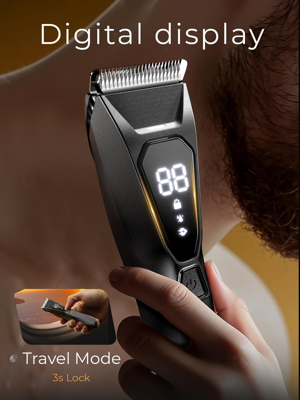 Xcdgiogw Body Hair Trimmer for Men: Wireless Charging Pubic Hair Trimmer, 4000K LED, Ceramic Blade - No-Nick Grooming, 90Min, Wet/Dry Body Groomer, Gift for Fathers