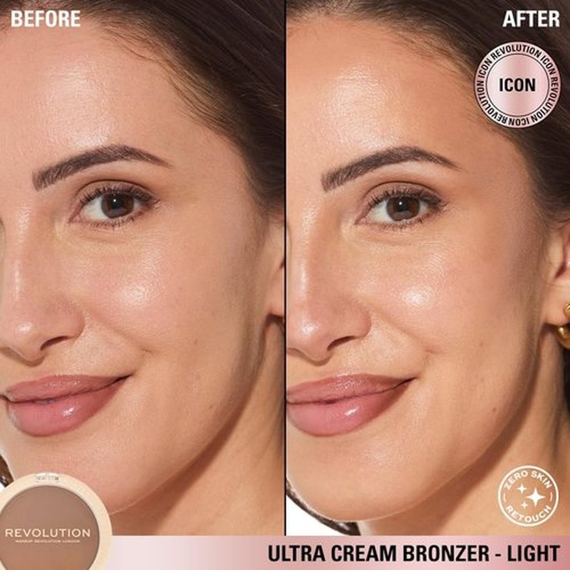 Revolution Beauty London, Ultra Cream Face Bronzer, Buildable & Blendable Cream Contour, Vegan & Cruelty-Free, Light, 0.24 oz