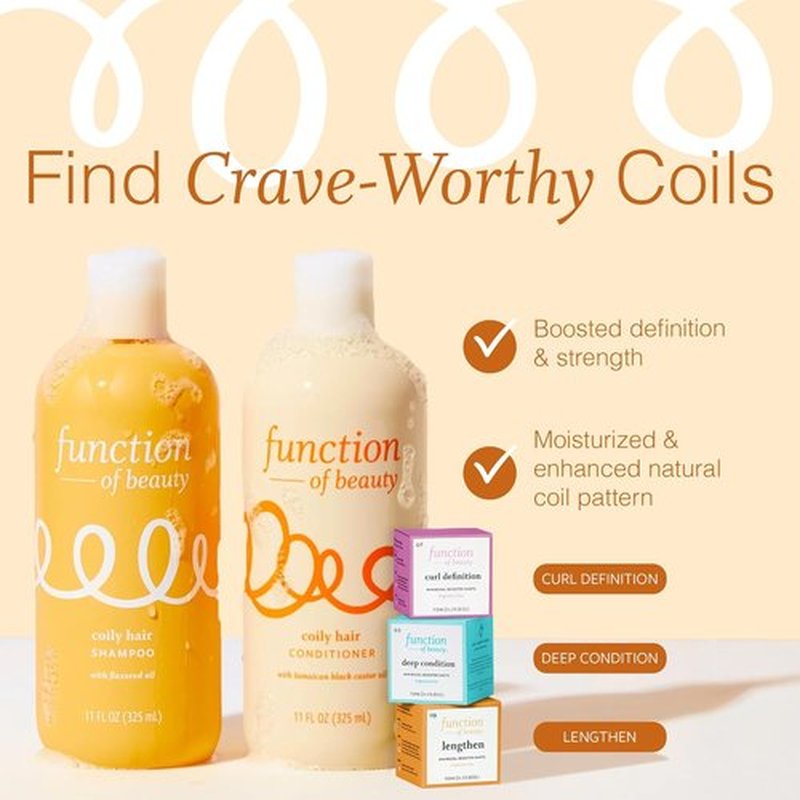 Function of Beauty Coily Hair Set - Curl Definition & Deep Conditioning Booster Treatment | Shampoo & Conditioner