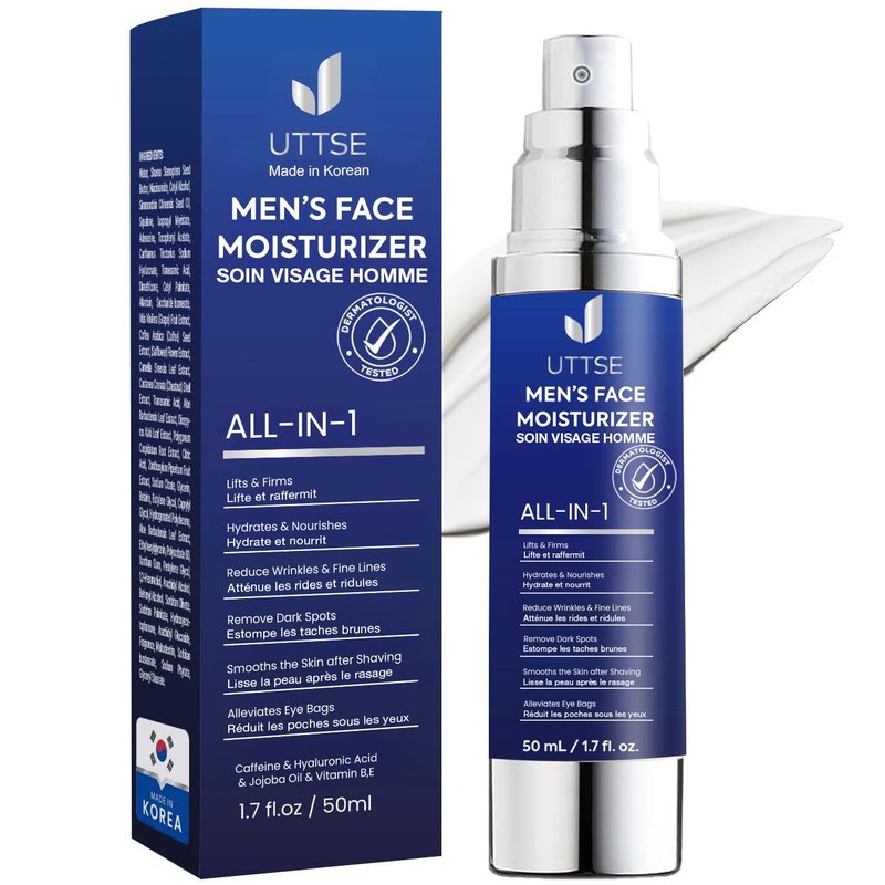Uttse 6-in-1 Men's Face Moisturizer - Reduce Eye Bags, Dark Circles & Puffiness - 1.7 fl oz - Made in Korea