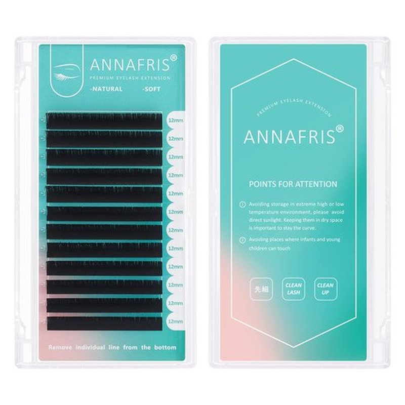ANNAFRIS Ellipse Flat Eyelashes Extension 0.20 D Curl 8-15mm Natural Soft Matte Black Faux Mink Individual False Lashes Split Tips Light Lashes Extension Supplies (0.20D,8-15mm)
