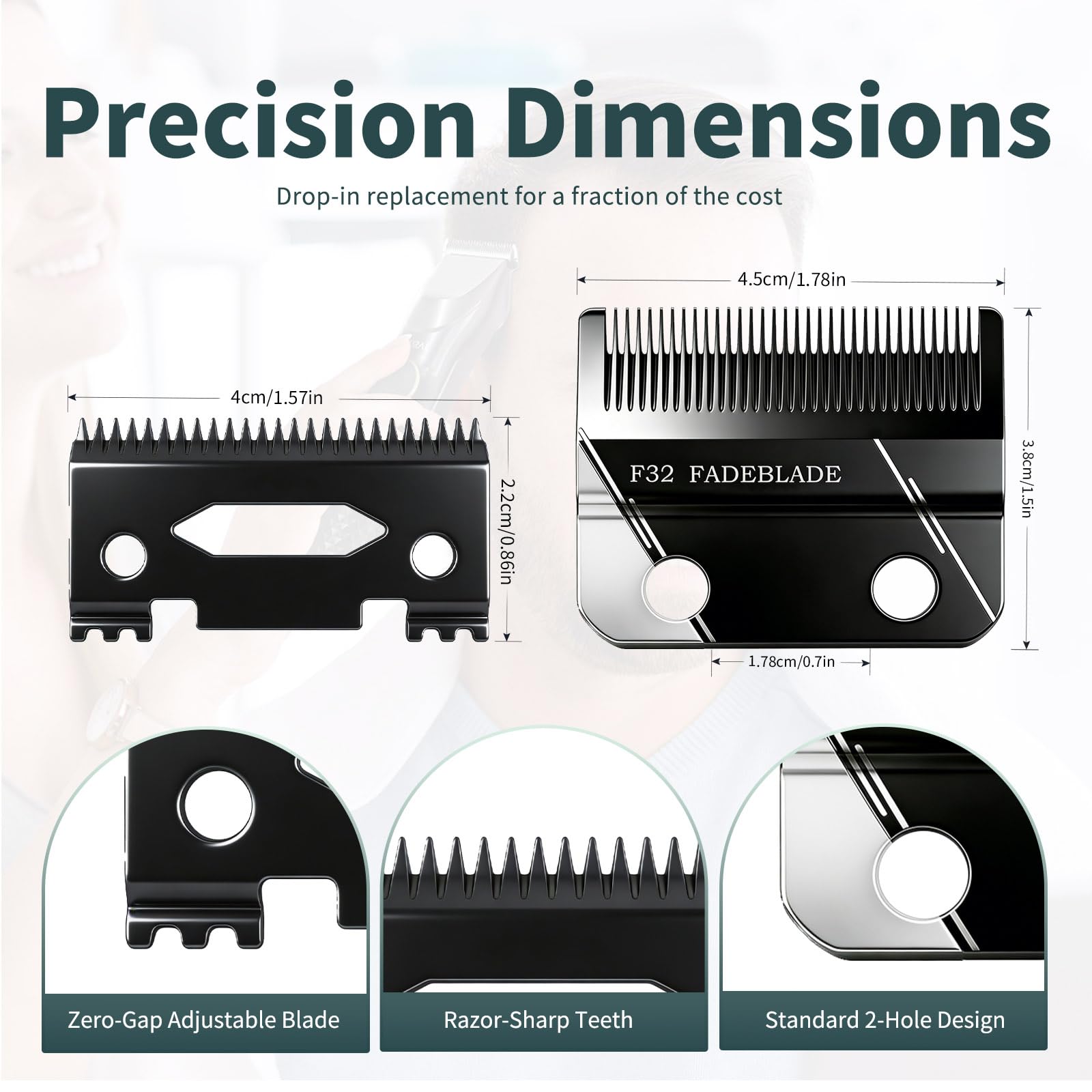 F32 Replacement Blades, Zero Adjustable & High Precision, Compatible with Wahl 5 Star Vapor Clipper Professional F32 Fadeout Blade (1 Pack)