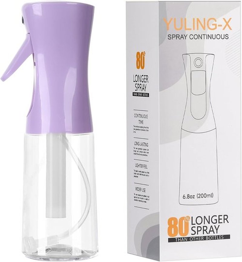 Skiennix Ultra-Fine Hair Spray Bottle - Continuous 200ml/6.8oz for Hair Design & Skin Care | Reusable Purple