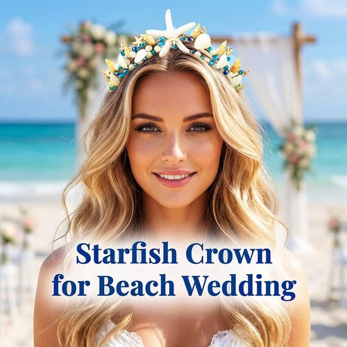 Catery Mermaid Crown Seashell Headband Starfish Mermaid Accessories Headpiece for Women