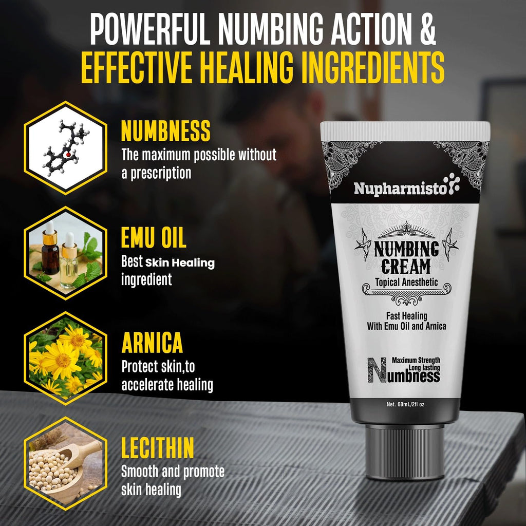 Nupharmisto Lidocaine Numbing Cream, Long Lasting relieves Burning and discomfort Caused by Hemorrhoids and Other Minor anorectal irritations 60 g / 2.1 oz