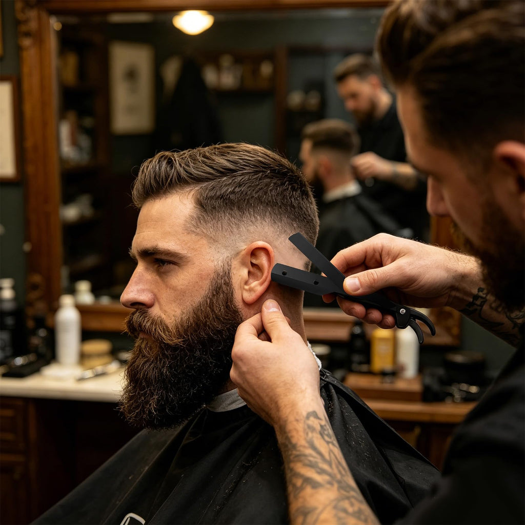Honoson Professional Straight Razors for Men Navajas Para Barbero Barber Straight Razor Kit with Neck Duster Brush and 40 Pieces Double Edge Blades for Hair Salons, Father's Day, Gifts