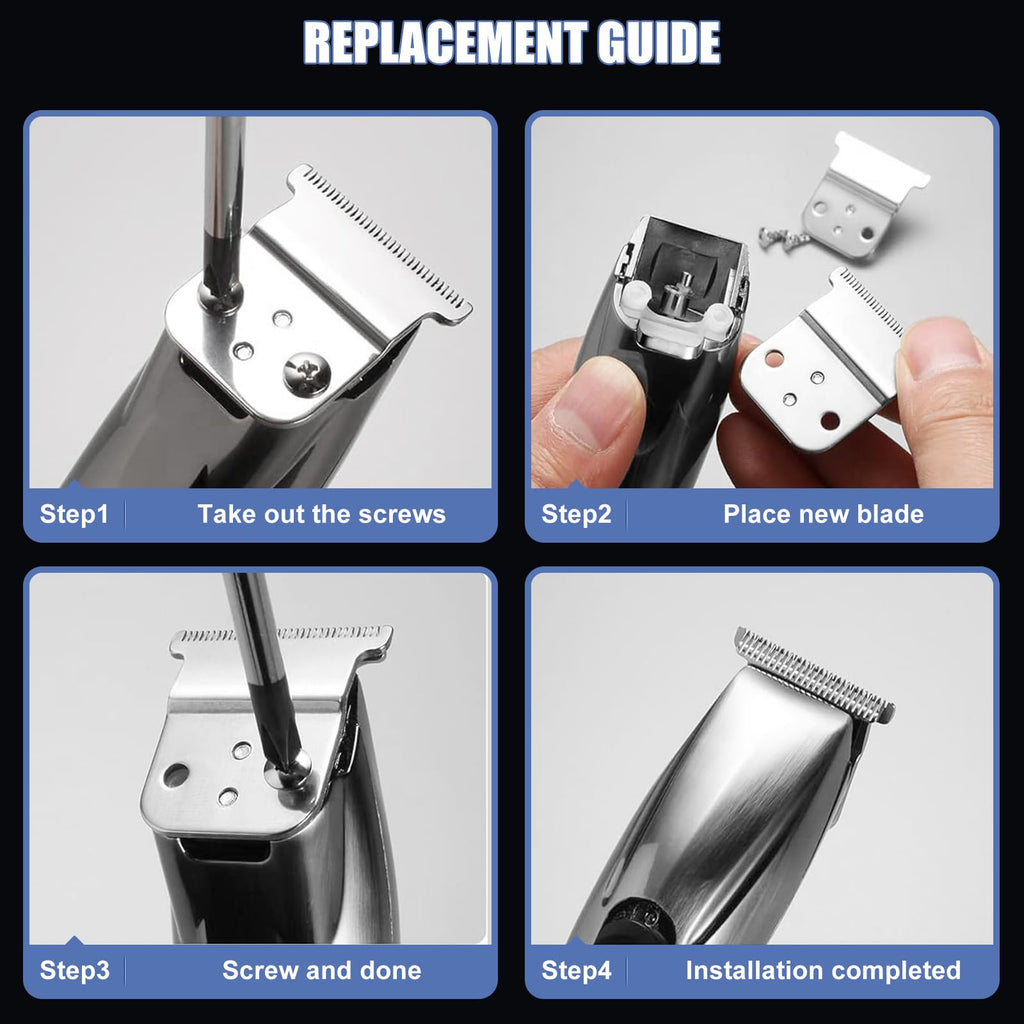 2 Pack Replacement T-Blade Set for D7/D8 Steel Blade, Compatible with SlimLine Pro Li D7/D8 Hair Clipper Trimmer (silver)