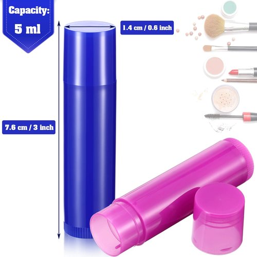 Maitys 48 Pcs 5ml Empty Lip Balm Tubes Bulk Colorful Rotatable Lip Gloss Container Tubes Refillable Gloss Bottles Plastic Empty Balm Containers Lipstick DIY Cosmetic Holder, 8 Colors
