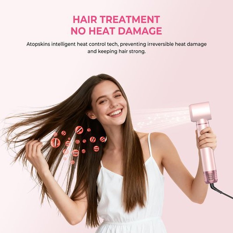 Atopskins 5 in 1 Hair Dryer Brush Set, Detachable Hot Air Styler, Blow Dryer Brush, 3 Heat Settings Auto Curling Wrap Styler, Ionic Hair Styling Tools, Straight Curl Dry Volumiz Smooth (Pink)