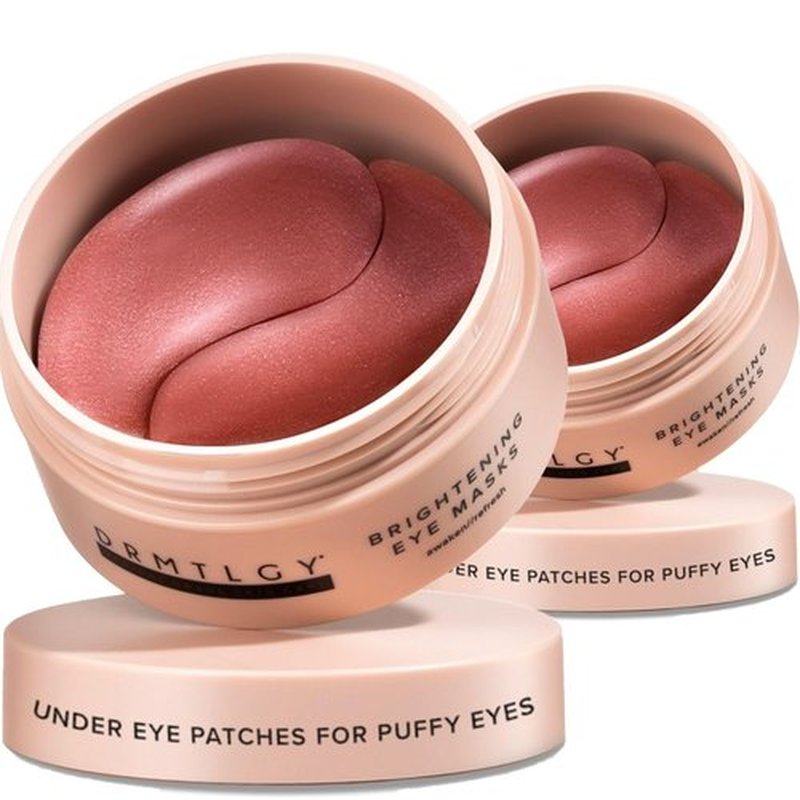 DRMTLGY Brightening Eye Masks - Biodegradable Hydrogel Patches with Caffeine & Peptides - Depuff & Hydrate - 2 Pack (60 Count Each)