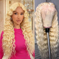 Grcabeir 30 Inch Blonde 13x4x1 Lace Front Wig Human Hair 180 Density Blonde Wig Human Hair 613 Deep Wave Wigs 613 Blonde T Part Wigs for Women
