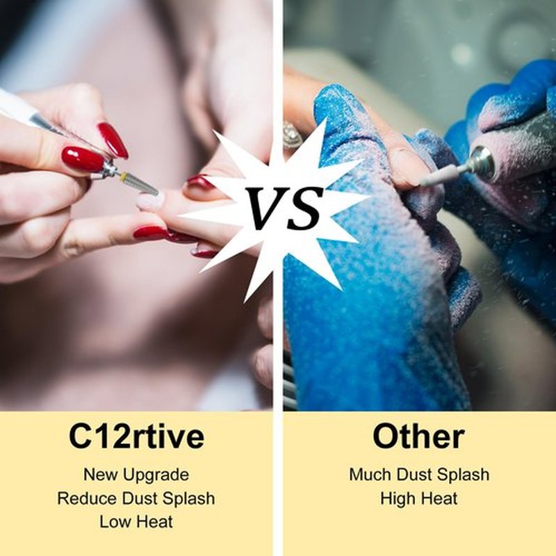 C12rtive Super Long 5-IN-1 Tungsten Carbide Bit,Electronic Nail Drill Bit for Acrylic Gel Nails Dual Nail Form Remove,3/32 Diameter Nail Bit for E-File Nail Drill(Extra Fine)