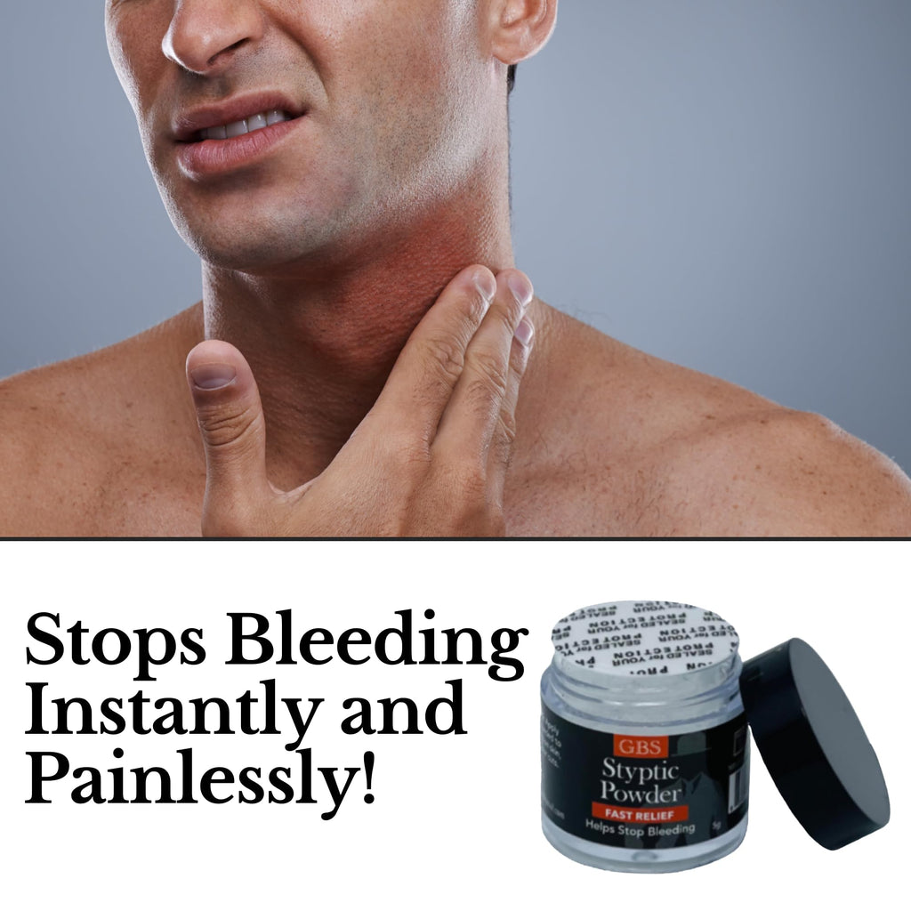 Styptic Powder Jars – Professional Grooming First Aid for Shaving Nicks, Razor Cuts & Razor Burn – Quick Healing Blood Stop Powder, 3 Pack (.18 oz Each)