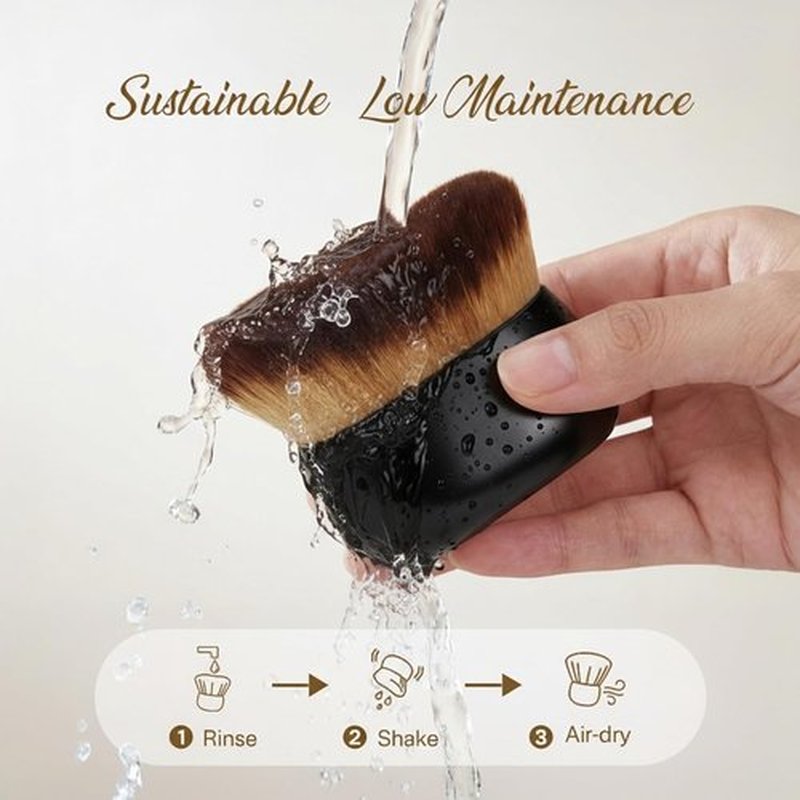 Skiennix Kabuki Self Tanner Brush - Large Vegan Body Makeup Brush for Even Coverage | Soft & Dense, Black