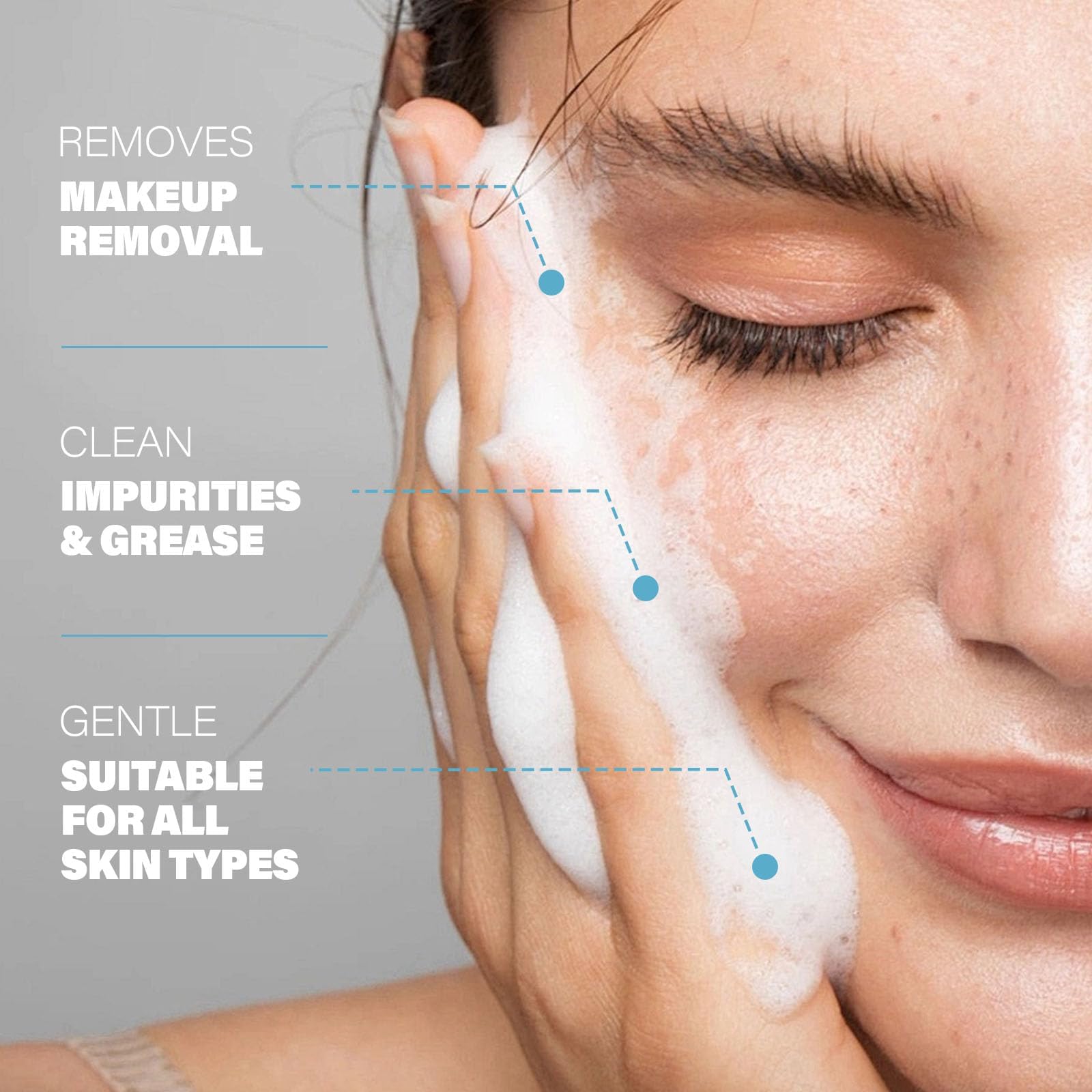 Waybesty Face Wash, Foaming Facial Cleanser, Turmeric Face Wash, Face Cleanser with Brush, Gentle Facial Wash for All Skin, Non-Irritating Pore Facial Cleanser for Women, Oil Control, 130ml