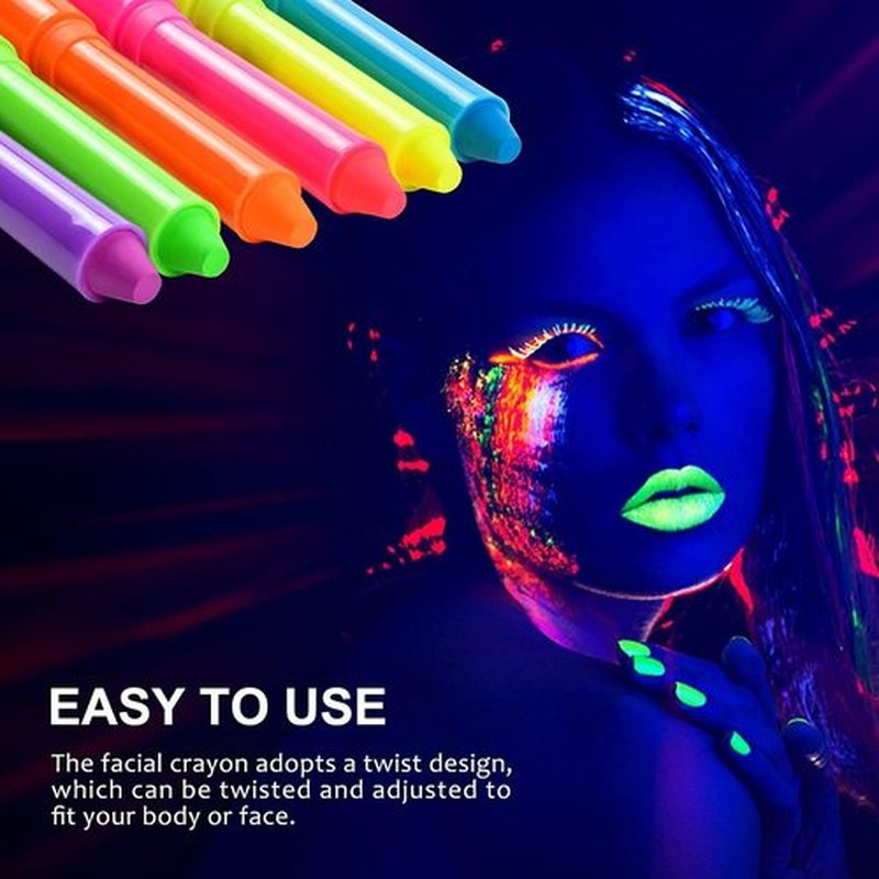 12 Pcs Face Painting Kits, Glow In The Dark Under UV Black Light Sticks，Glow Face Body Paint Party Supplies，for Adult Birthday, Halloween, Thanksgiving Day, Cosplay Makeup Neon Gifts