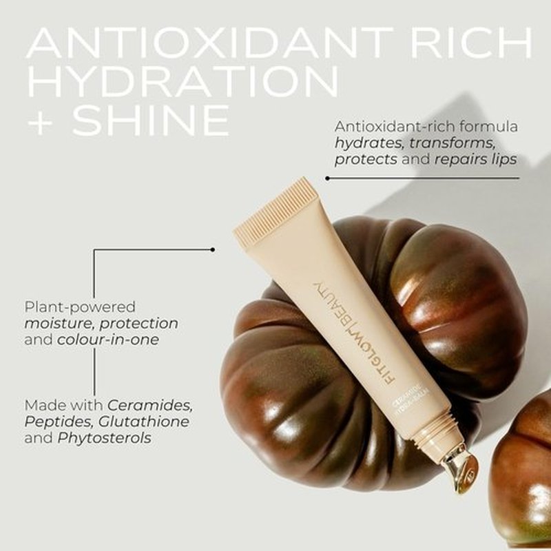 Fitglow Beauty Ceramide Hydra-Balm Lip Gloss - Hydrating Lip Serum with Peptides & Glutathione | Plumping & Anti-Aging | 12g - Bare