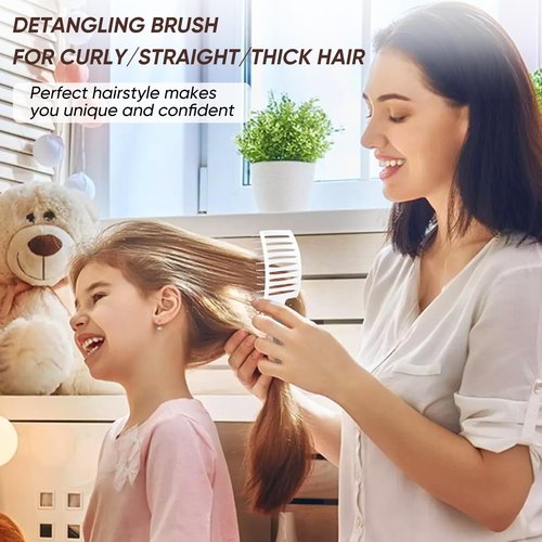 Kertiberif 2 Pack Curved Vented Detangling Brush for Wet and Dry Hair, Paddle Styling Hair Brush for Faster Blow Drying, Detangler Brush for Women Men Curly Thick Hair