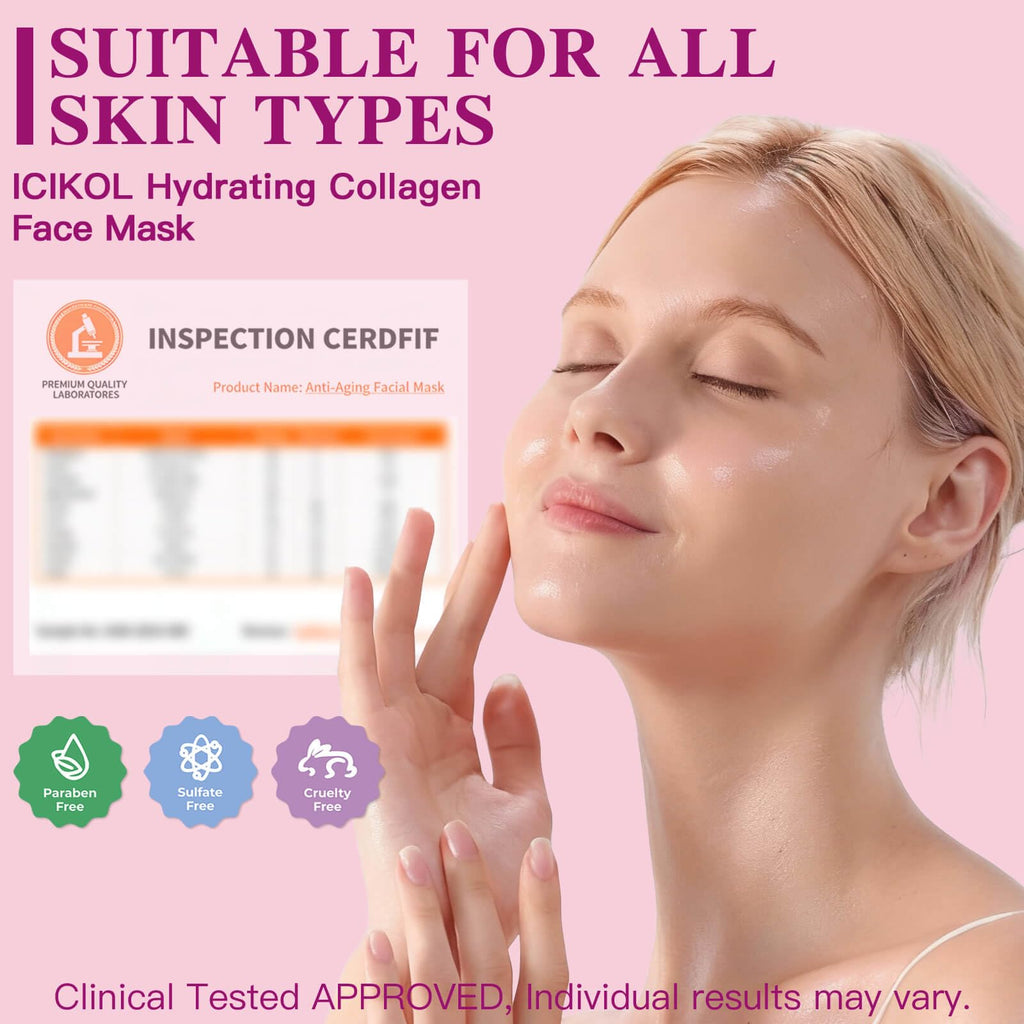 ICIKOL Overnight Collagen Mask - [4 Sheets] Bio-Collagen Face Mask for Intensive Hydration & Glass Skin - Pore Minimizing & Firming Jelly Mask, K-Beauty Sleeping Mask for Glowing Skin