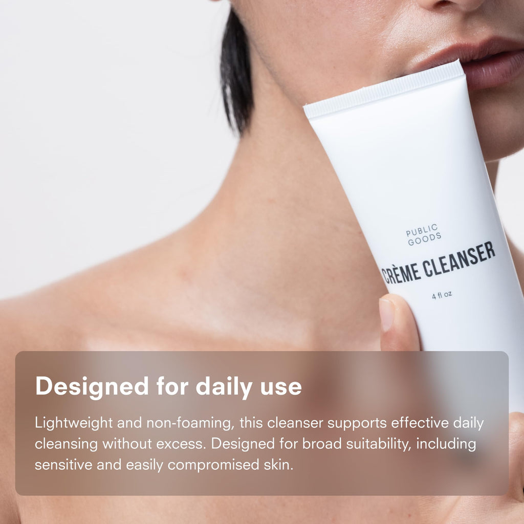 Public Goods Crème Cleanser | Natural Face Wash for Women & Men | Gentle on Sensitive Skin | Daily Hydrating Milk Cleanser | Organic Coconut Oil | Vegan | Makeup Remover | Made in USA | 4 Fl Oz