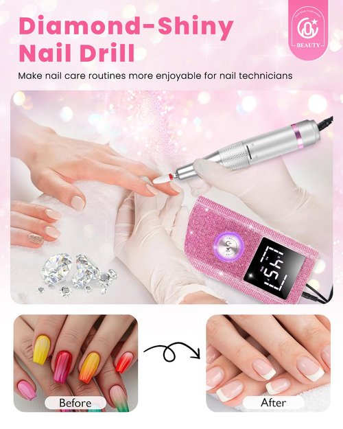 CozyZen Cordless Electric Nail Drill, 45000 RPM Rechargeable Diamond E-File, Portable & Low Noise for Acrylic/Gel Nails, Manicure & Pedicure - Professional & Home Use