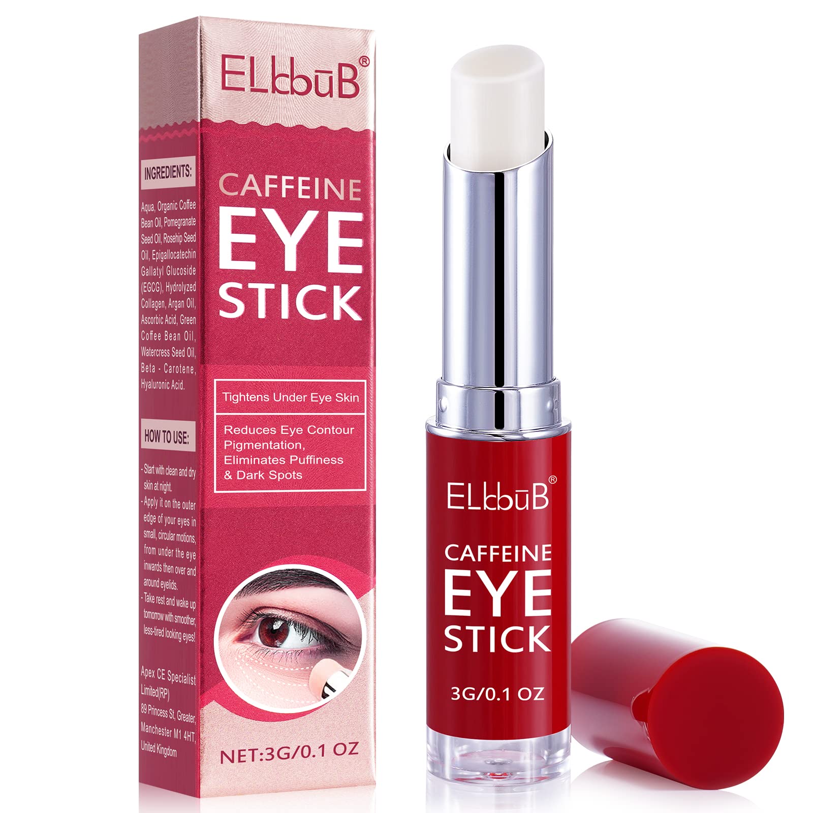 ELBBUB Eye Stick - Anti Wrinkle Eye Cream for Puffy Eyes, Dark Circles, Eye Bags, Crows Feet, Wrinkles,Reduces Wrinkles Saggy Skin Puffy Eyes (Caffeine)