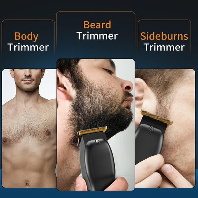 Elehomyou Beard Trimmer for Men - Rechargeable Men's Hair Clippers & Razor, Cordless Hair Trimmer for Face, Neck, Groin & Manscaping, Ideal Gift for Men, Black