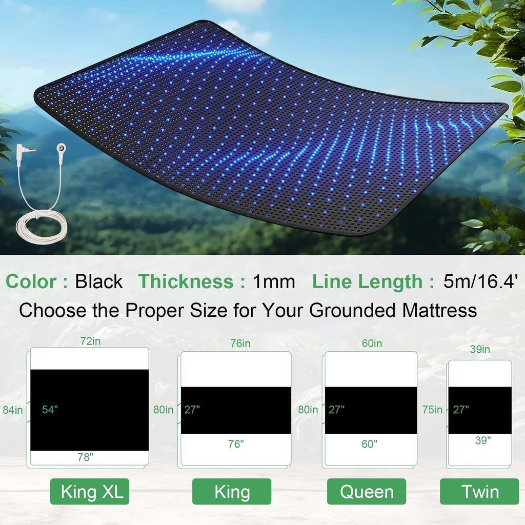 Grounding Mat for Bed, Anti-Static Earthing Pad for Home & Bed Use, Non-Slip Mat (Queen, 60"x27")