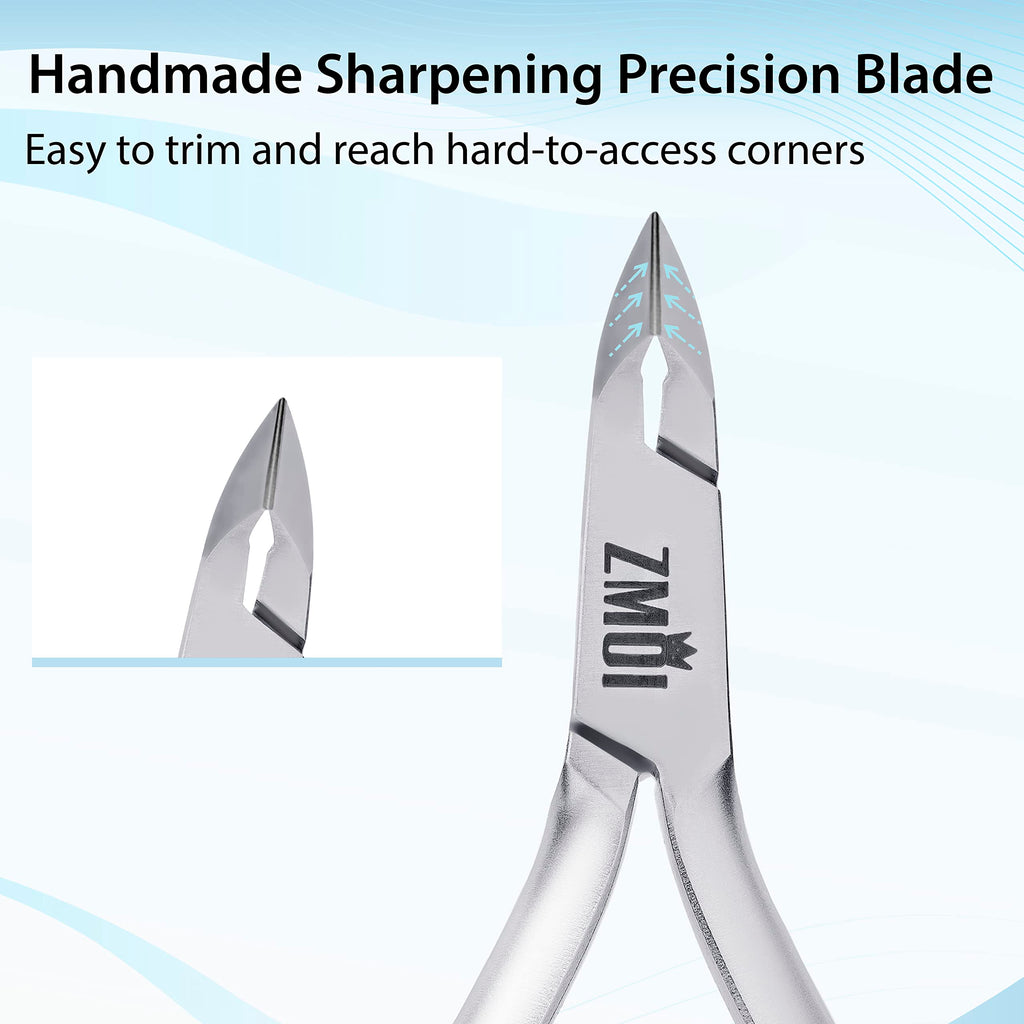 ZMOI Cuticle Nippers – Professional Cuticle trimmer – Premium Stainless Steel Cuticle Remover Tool – Cuticle Cutter for Cuticle Trimming and Hangnails (Double Spring - Haft Jaw 5mm)