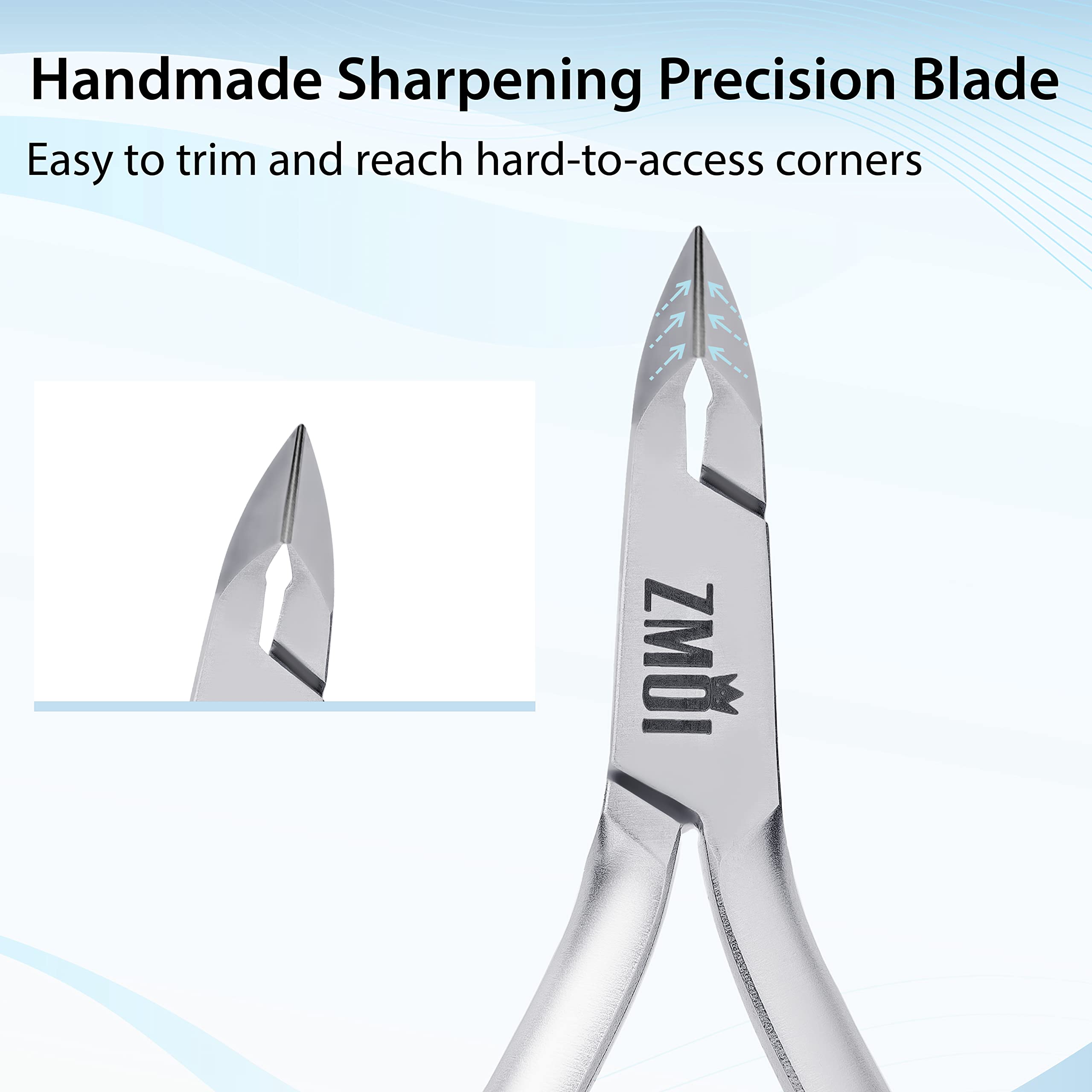 ZMOI Cuticle Nippers – Professional Cuticle trimmer – Premium Stainless Steel Cuticle Remover Tool – Cuticle Cutter for Cuticle Trimming and Hangnails (Double Spring - Haft Jaw 5mm)