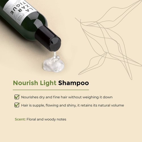Lazartigue Nourish Light Shampoo, Soy Oil Enriched, Lightweight Nourishment for Dry, Fine Hair, Vegan, Sulfate & Silicone Free, 8.4 Fl Oz