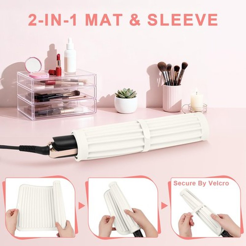 AMIJEAL Oversize Silicone Heat Resistant Mat for Hair Tools, Curling Iron Flat Iron Hair Straightener Holder Mat, Portable Hot Tools Cover Pad for Travel Vanity Salon(14.2" x 11.0")