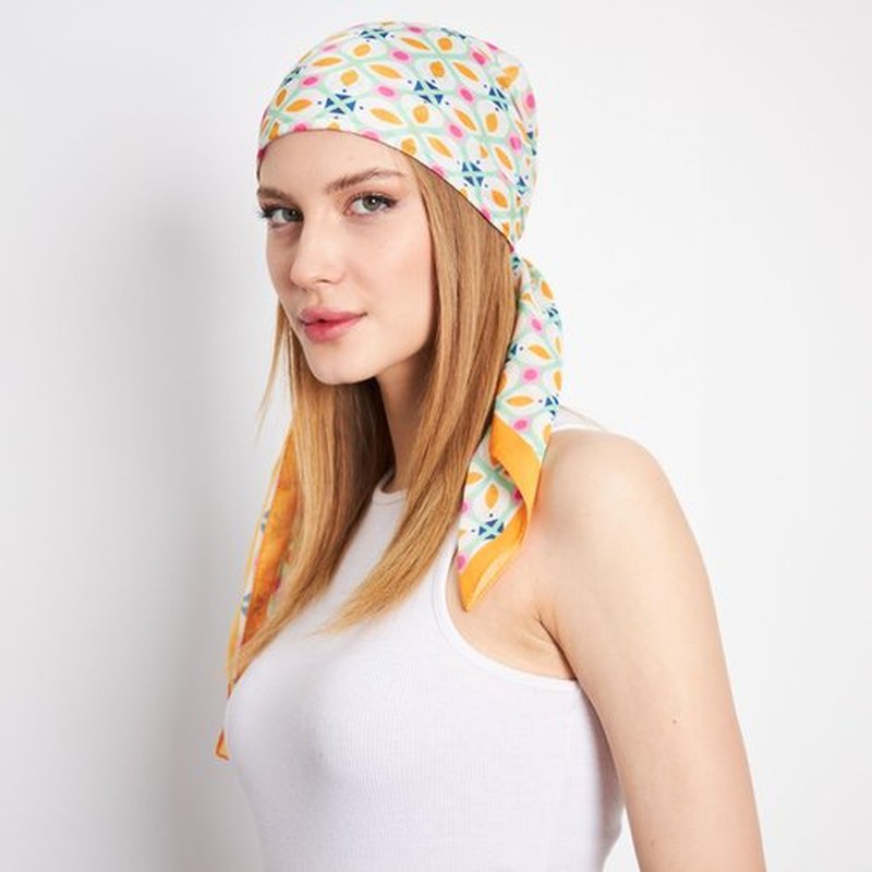 Headwear Pre Tied Head Scarves for Patterned Women Featuring | Soft Chemo Head Wear Headcover Ready Headwear (Geometric Design 1, One Size)
