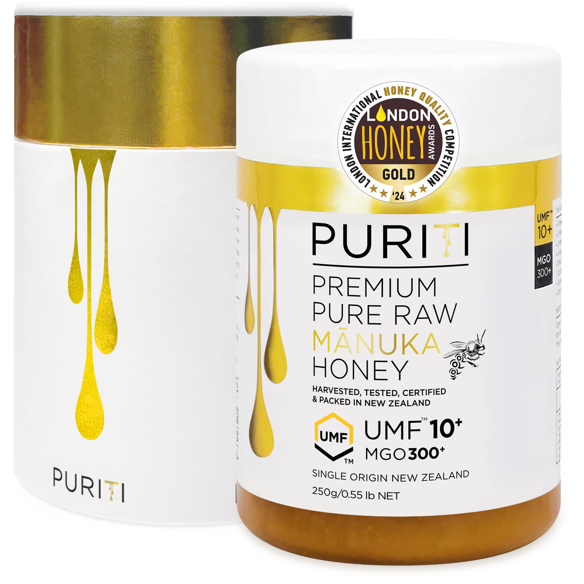 PURITI Manuka Honey MGO 300+ / UMF 10+ | 100% Pure Genuine Raw Manuka Honey | 8.8 Oz / 250g | Harvested, Tested, Certified and Packed in New Zealand