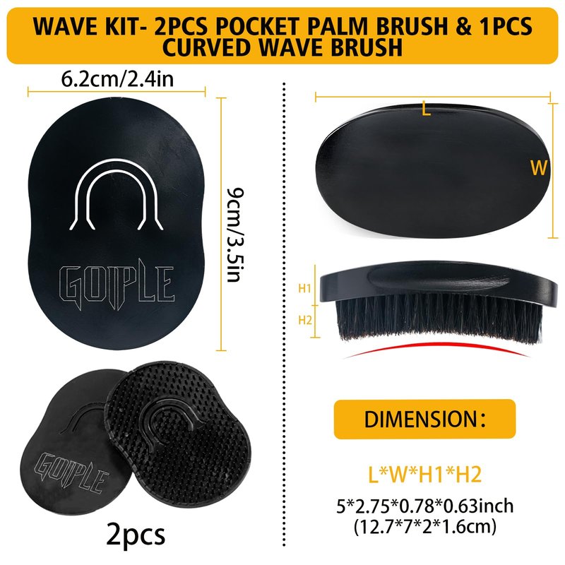 Wave Pomade for Men Strong Hold Easy Wash Hair Cream Grease, Promotes Layered Waves, Moisture, Shine, Brush and Durag Cap Set