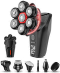 Head Shavers for Bald Men, Magnetic 7D Electric Razor IPX8 Waterproof for Bald Men, Wet/Dry LED Display Rechargeable Rotary Shaver 5 in 1 Grooming Kit with USB-C Charge