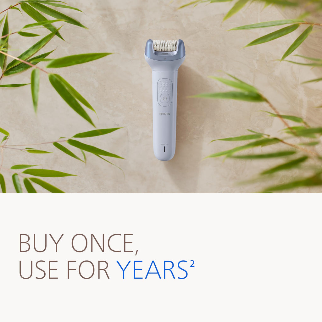 Philips Epilator Series 8000 - Cordless Wet and Dry Electric Epilator, Hair Removal for Legs and Body, with ProGuide, 3 Accessories, 60 min. Runtime, Model BRE708/00