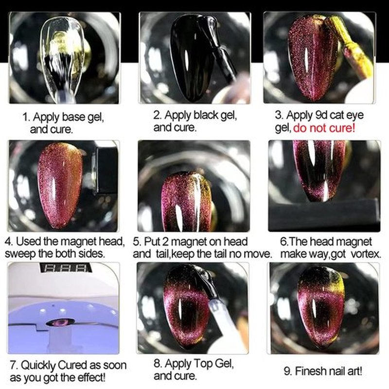 Cat Eye Gel Nail Polish, 9D Cat Eye Gel Polish with Magnet Stick, Chameleon Holographic Galaxy Effect with Dual Colors Magetic Polish U V/LED Need Professional Use for Salon-SetA