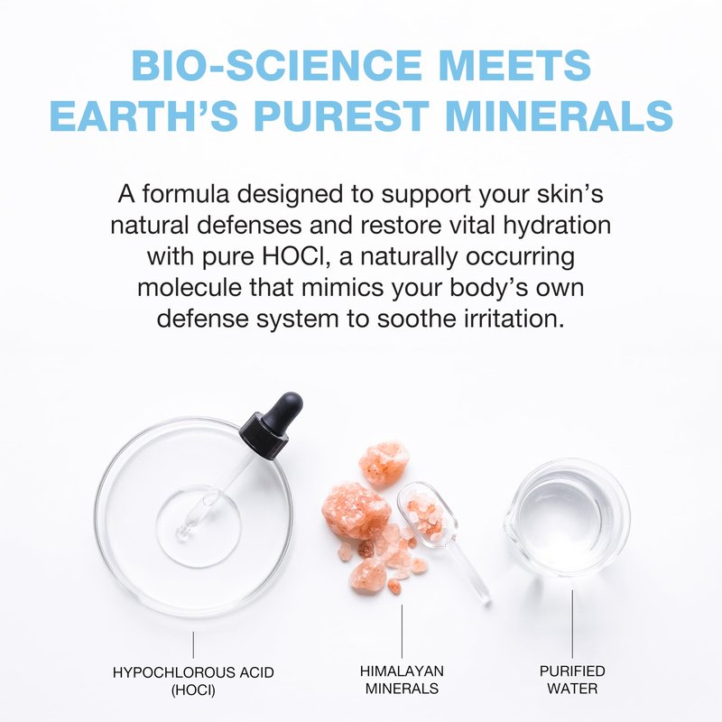 Think Smarter Hypochlorous Acid Revitalizing Mist with Himalayan Minerals, Gentle Face & Body Spray, Refreshes and Helps Support the Skin’s Natural Barrier, For All Skin Types, 2 fl oz Spray Bottle