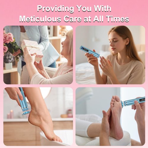 Electric Foot Callus Remover: 2-in-1 Rechargeable Foot File with 7 Adjustable Speeds & 1200RPM Power - Replacement Sandpaper Discs - Professional Pedicure Tool for Dead Skin & Calluses Removal