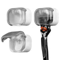 LUEXBOX 2 Pack Razor Holder with Cover for Shower Wall, Self Adhesive Razor Stand Shaver Organizer, Plastic Razor Hanger Hooks Compatible with Fusion 5 Proglide, Mach 3 Classic (Gray Clear)
