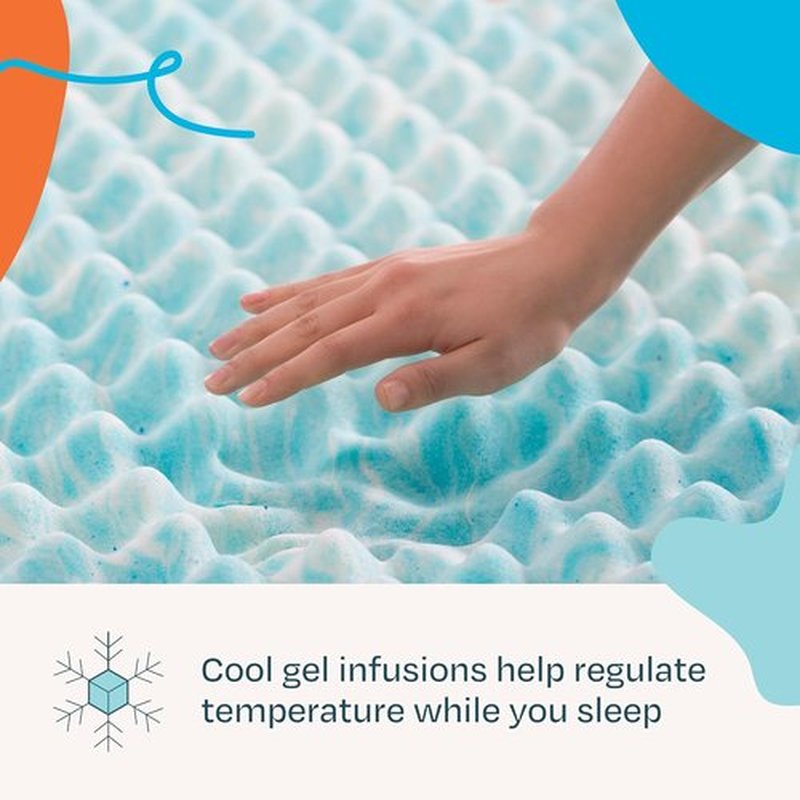 Linenspa 2 Inch Gel Memory Foam Mattress Topper - Reversible Egg Crate Design for Comfort - Twin Size