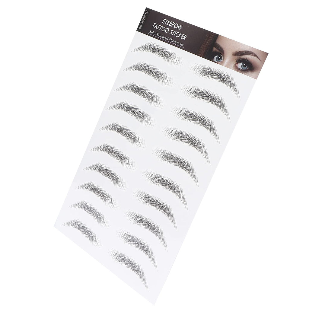 10 Sheets 6D Eyebrow Sticker Professional Eyebrow Transfer Sticker Eyebrow Makeup Tool for Women and Girls (Black)(BLACK-06)
