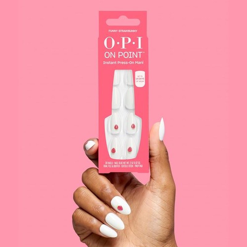 OPI On Point Press On Nails - Short Round, Squoval & Almond Styles | 30 Count with Glue | Long Lasting & Reusable