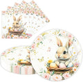 Skiennix Easter Party Plates Set - 40 Pcs 9-Inch Paper Plates & Napkins, Bunny Eggs Design for Spring Celebrations