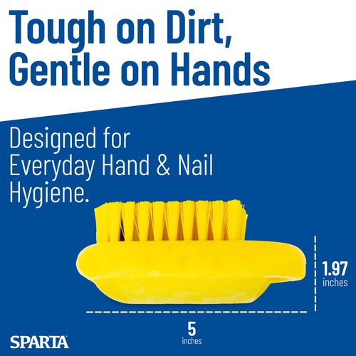 SPARTA Nail Scrub Brush Commercial-Grade, Heavy-Duty Hand and Fingernail Brush with Stiff Bristles for Gardeners, Mechanics, And Foodservice Personnel, Plastic, 5 Inches, Yellow