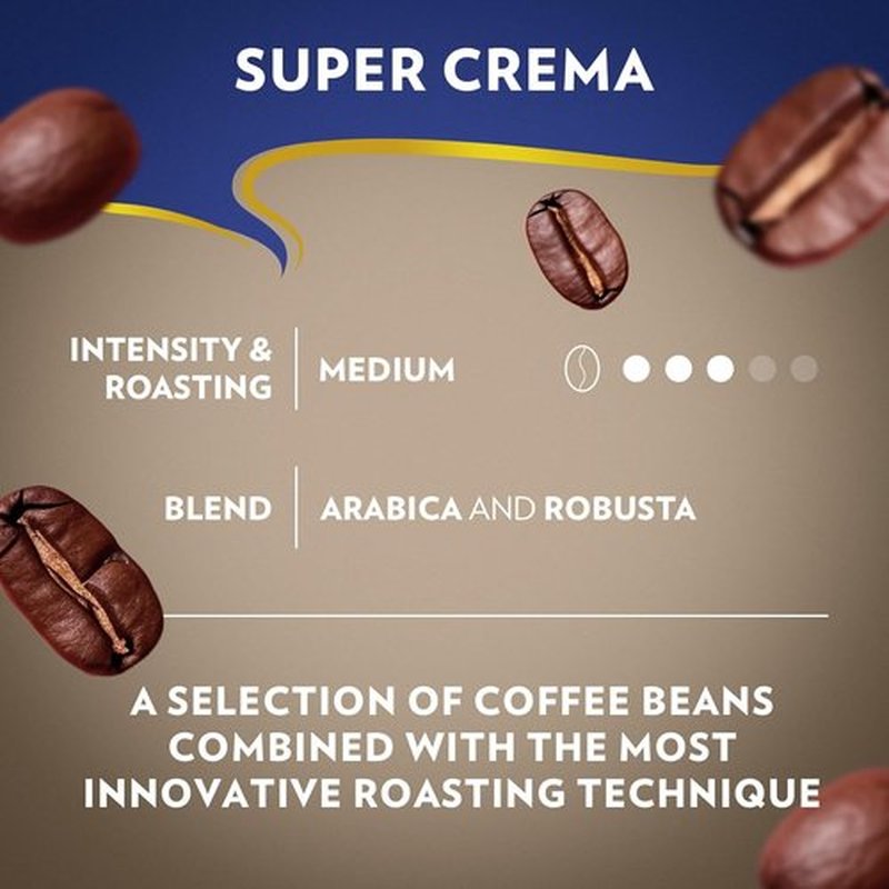 Lavazza Super Crema Whole Bean Coffee - Medium Espresso Roast, Arabica & Robusta Blend, 2.2 lb Bag