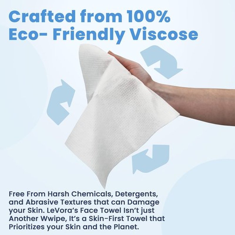 LèVora's™ Face Towels Extra Large Disposable Face Towels for Sensitive Skin, Ultra Soft Dry Wipes, Makeup Remover & Skincare Towelette, Lint-Free, 50 Count 1 Pack