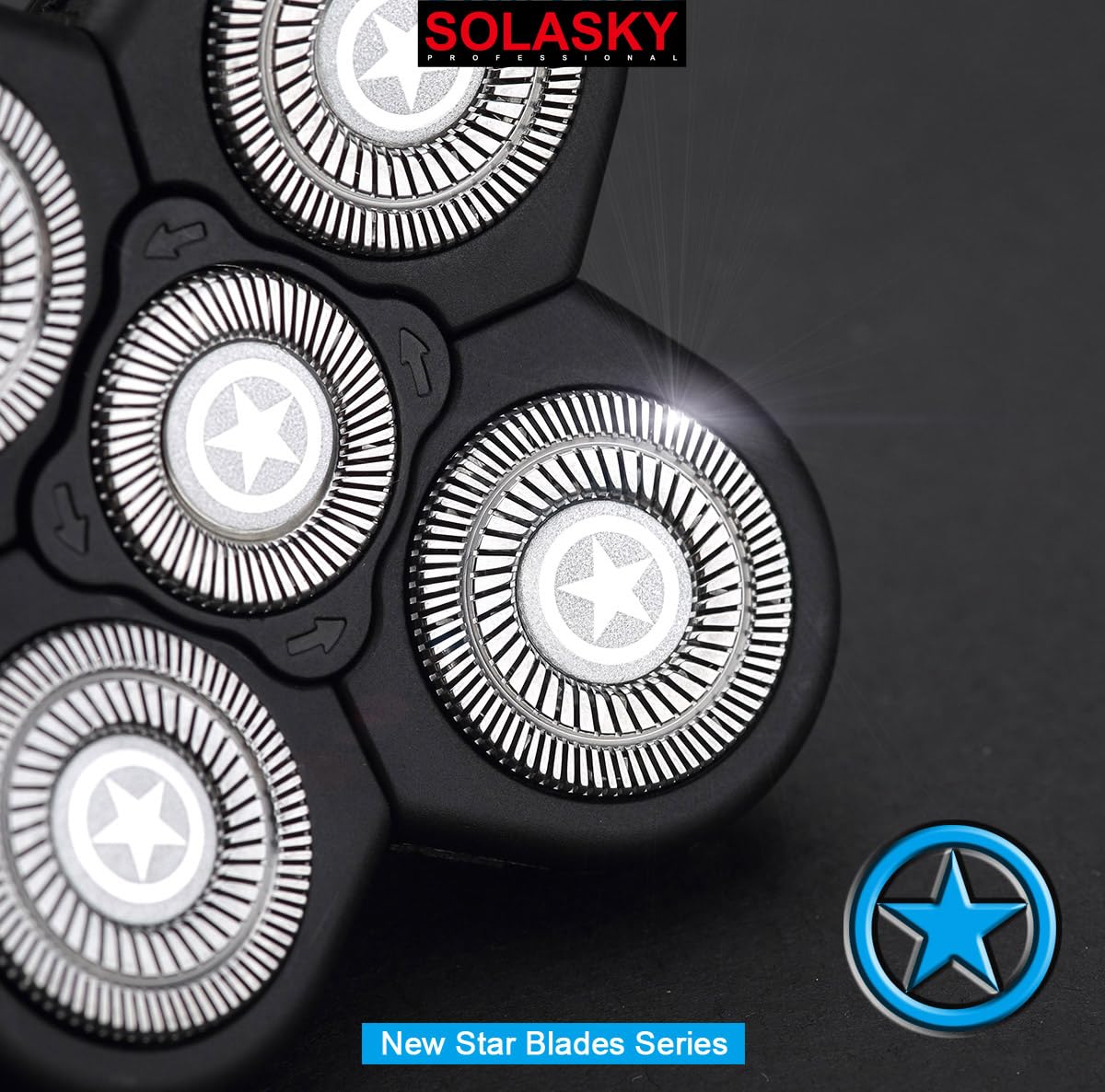 SOLASKY Universal 5 Blades Shaver replacement Heads Compatible with FREEDOM Head Shaver,Universal replacement heads (5 Blades Black)